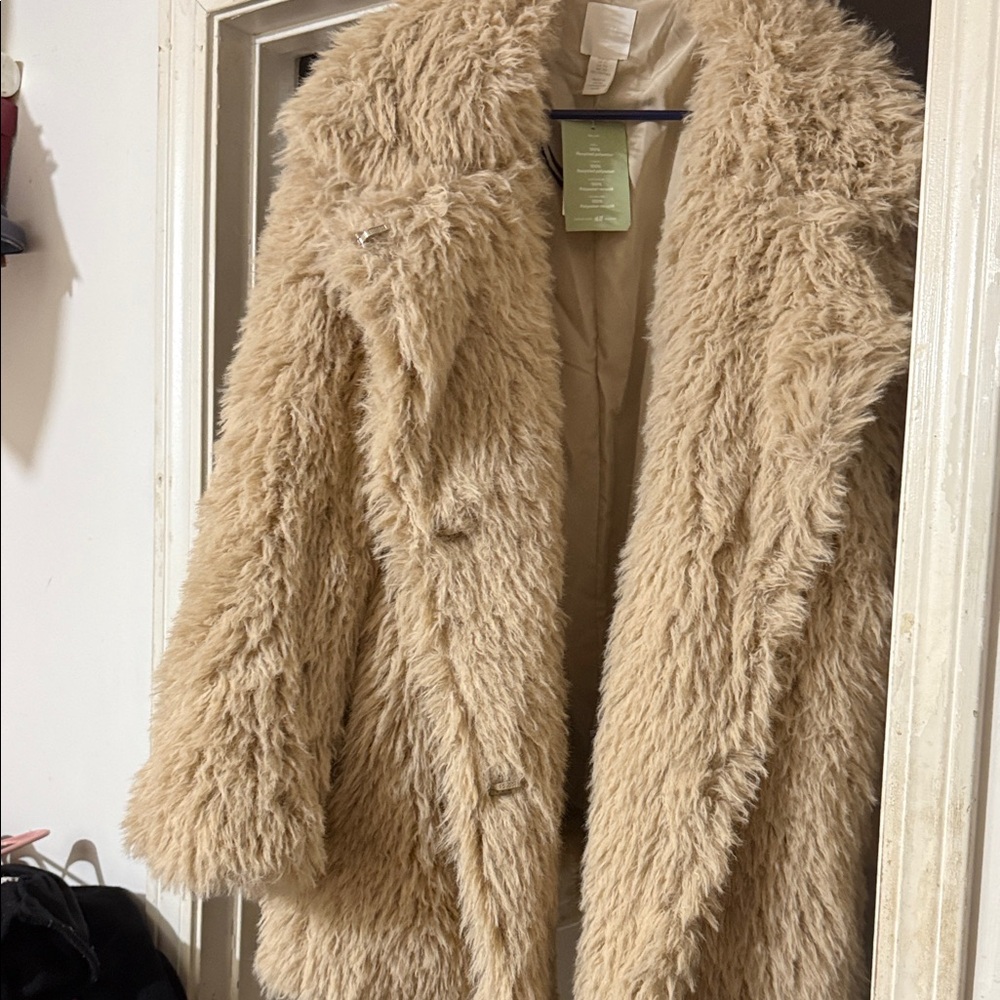 H&M Women's Faux Teddy Coat in Beige